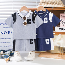 宝宝休闲夏装2025夏季新款男女童薄款翻领polo衫短袖两件套运动装