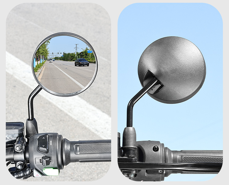 Electric Bicycle Rearview Mirror with Short Rod and Round Mirror, Suitable for Yadea and Aima Electric Scooters, Convex Rearview Mirror M8 Reflector