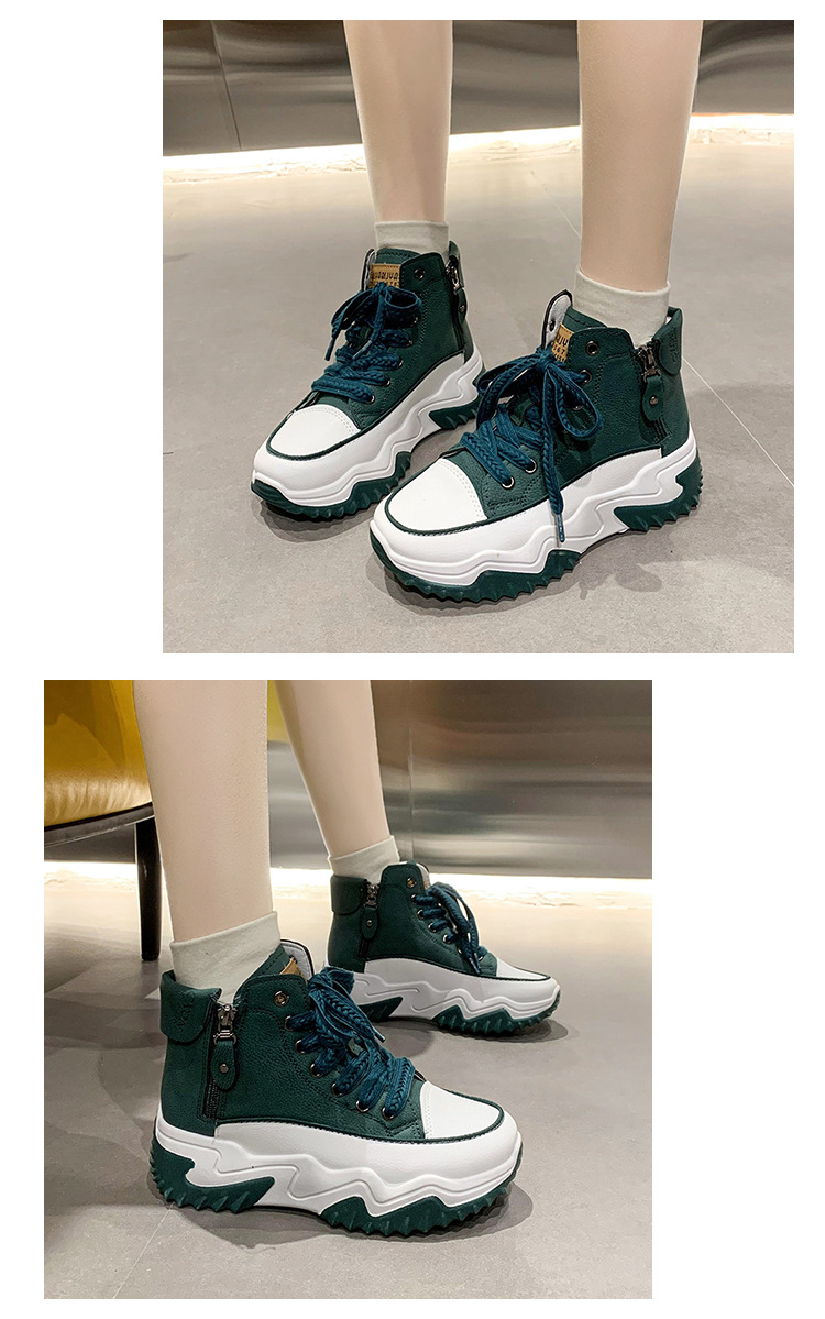 Korean style new dad shoes for women Women Sneakers Thick bottom front lace up sneakers for women Height increasing shoes for women_desvips.com