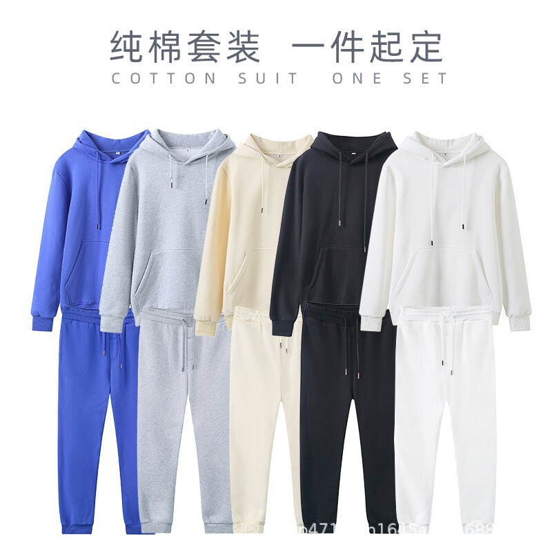 【80% Cotton 330 Set】Shibo Velvet Stock Hat Cord Unisex Cross-Border Pullover Hoodie and Sweatpants Set 【80% Cotton 330 Set】Shibo Velvet Stock Hat Cord Unisex Cross-Border Pullover Hoodie and Sweatpants Set