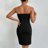 (Трансграничная торговля), топ без лямок, цветное модное трикотажное трикотажное платье, европейский стиль, облегающий крой, с акцентом на бедрах, в обтяжку