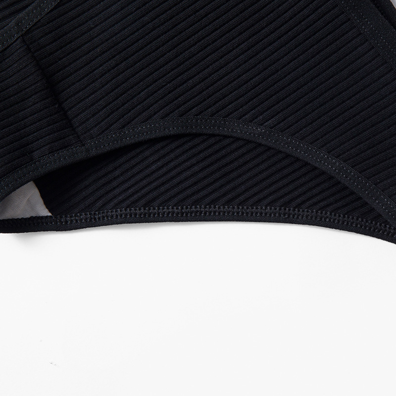 Cotton breathable ribbed ladies' triangle panties