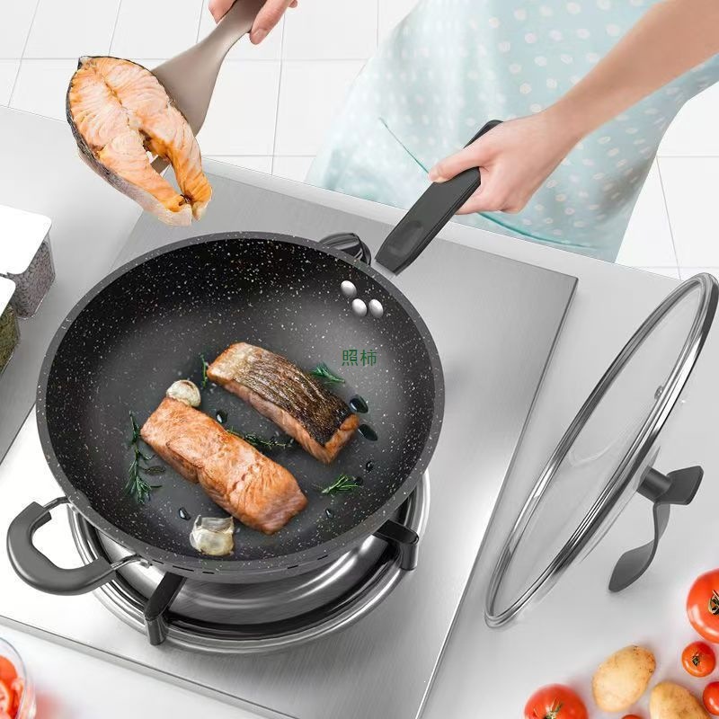Arroz de arroz de arroz de piedra olla antiadherente olla de hierro olla multifuncional olla de frita de verduras olla electromagnética olla de cocina de gas doméstica olla adecuada