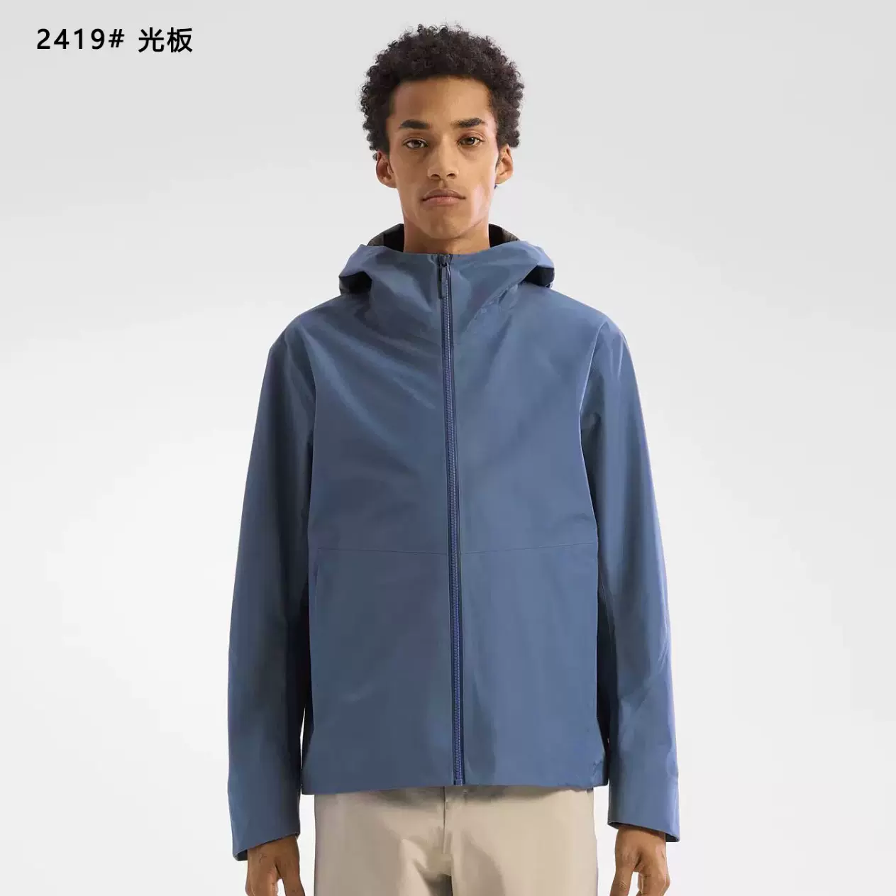 男装光板新款冲锋衣秋季户外防水防风时尚拉链连帽宽松外套夹克