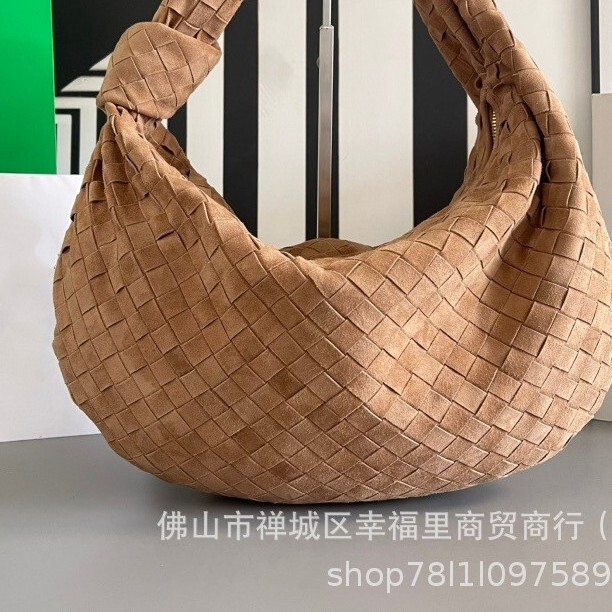 Original Leather B Brand Jodie Sheepskin Matte Denim Handmade Woven Bag European and American Fashion Knotted Handbag Underarm Bag