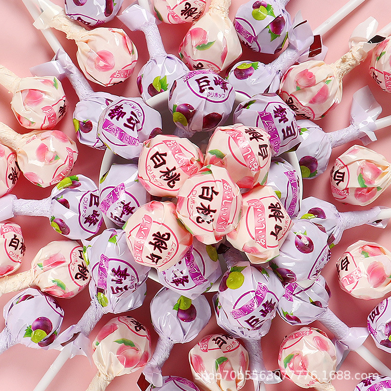 흰 복숭아 포도 맛 혼합 롤리팝 500g (약 62)