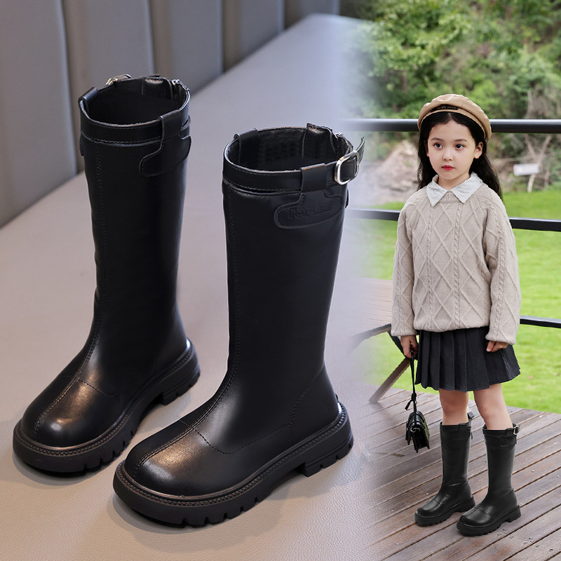 Girls' Shoes Kidsren's Long Boots 2023 Spring & Fall New Autumn and Winter Baby Boots Little Girl High Tube Fleece-Lined