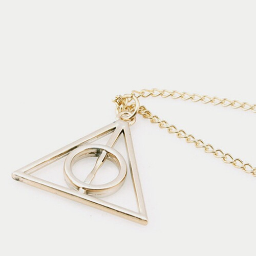 European and American jewelry Harry Potter necklace Luna Deathly Hallows triangle pendant retro necklace sweater chain wholesale