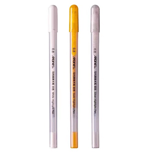 Marley highlight pen white silver gold refill sketch painting pen art hand-painted animation design hook pen