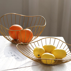Manufacturer Direct Sales Nordic Iron Art Luxury Fruit Basket Modern Home Candy Plate Dry Fruit Desktop Snack Storage Tray