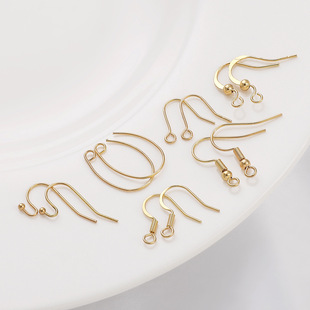 Copper-plated 18K gold-plated simple U-shaped round wire color-preserving ear hook with hanging handmade diy earring material ear jewelry accessories