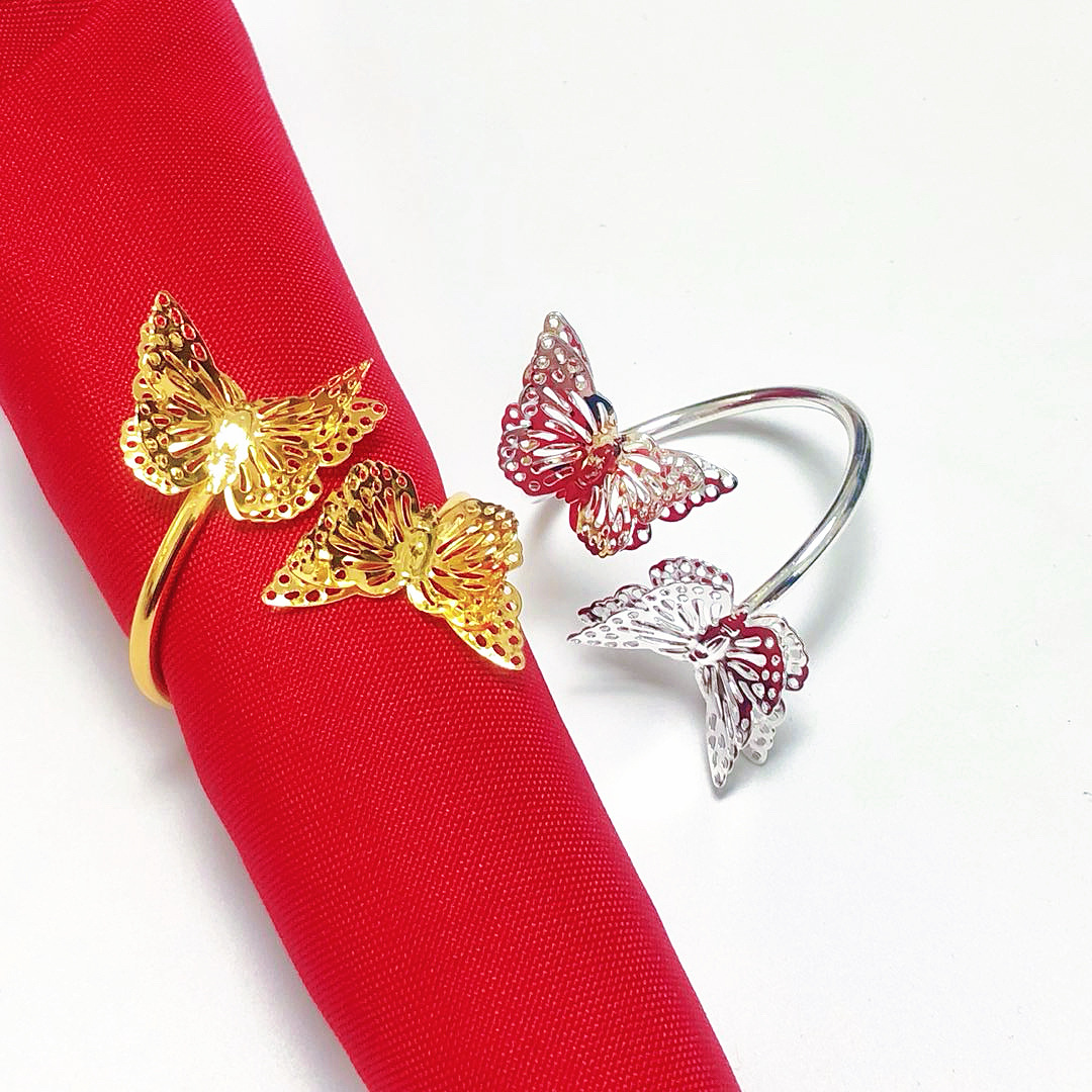 Amazon Cross Double Layer Butterfly Napkin Ring Napkin Button Napkin Ring Metal Manufacturer Wholesale