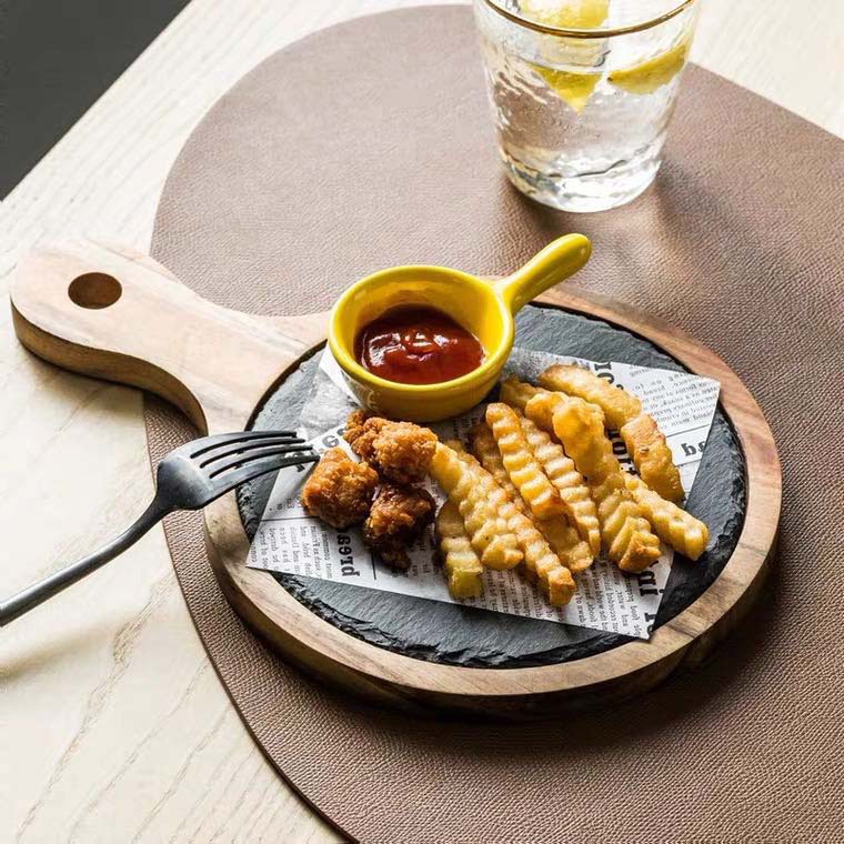 Nórdico plato de carne de madera Hogar Japonés ins roca placa redonda vajilla occidental barbacoa pizza bandeja de madera