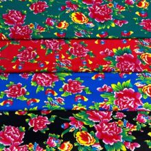 纯棉斜纹纱卡东北大花布牡丹花 棉袄外套家居被套面料