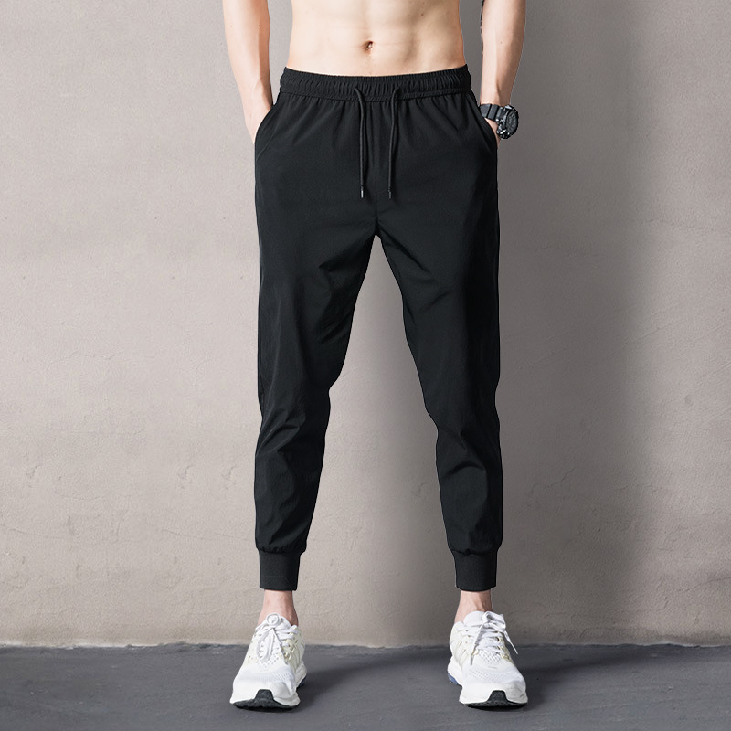 Men's Summer Trendy Slim-Fit Jogger Pants Casual Thin Cuffed Cropped Pants Versatile Tapered Leggings
