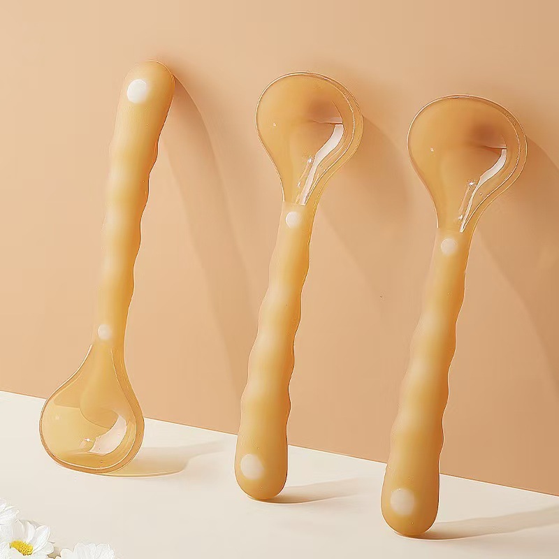 Children's Food Supplement Spoon Learning to Eat Training Spoon Drinking Spoon Baby Eating Baby Tableware Wholesale Silicone Spoon