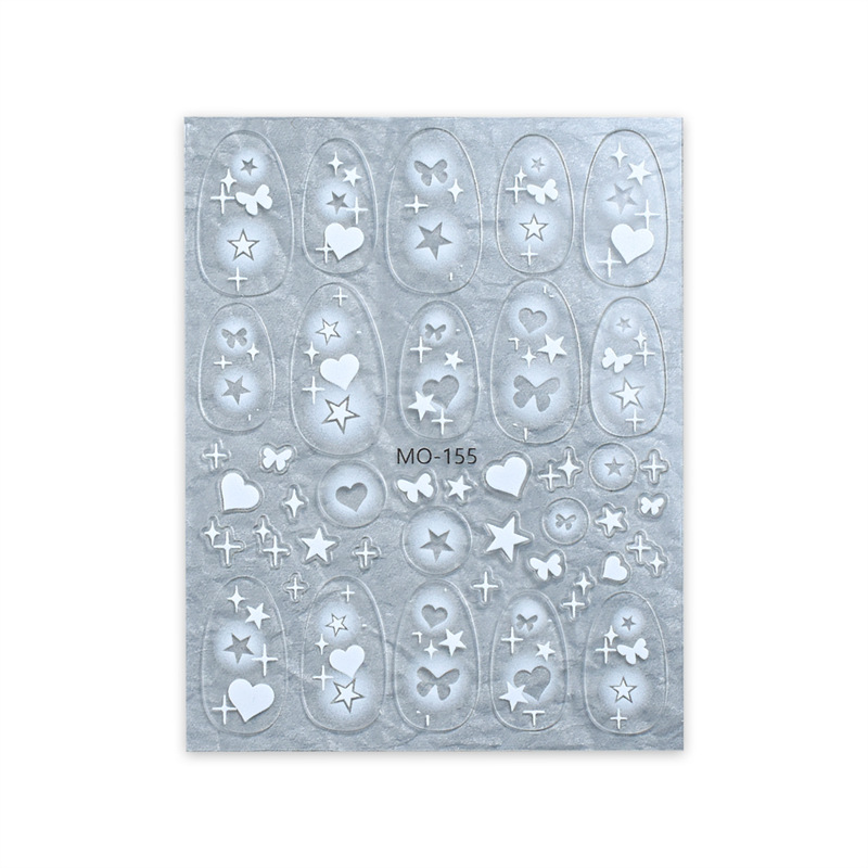 Corazón hueco de copo de nieve pegatinas de alivio de uñas Día de San Valentín elementos navideños árbol de Navidad pegatinas de uñas de campana