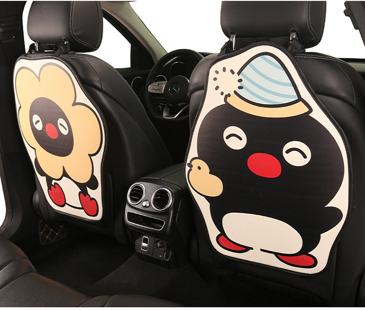 Penguin Cute Lady Cartoon Car Seat Back Anti-Kick Pad Universal Car Seat Anti-Stain Pad Anti-Dirt Pad for Back Seat