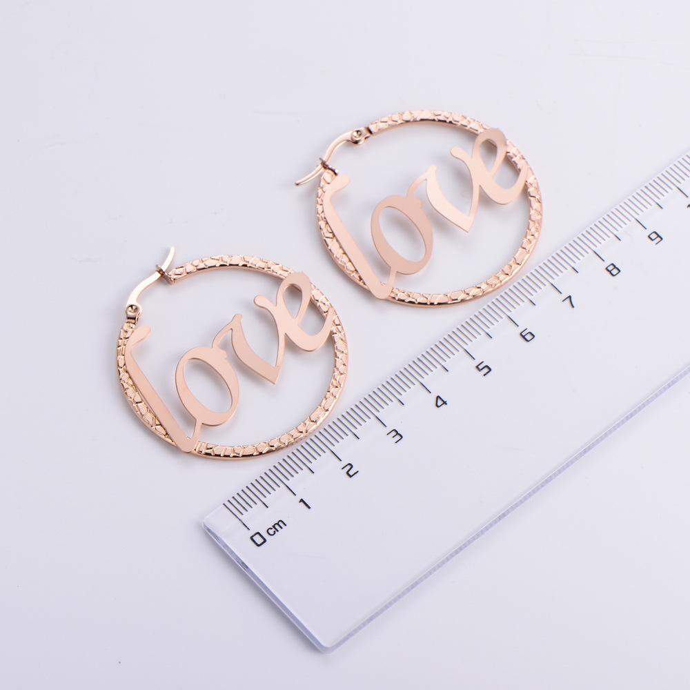 Simple Love Letter Stainless Steel Earrings Wholesale Nihaojewelry display picture 6