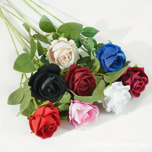 Simulated Velvet Rose Single-Touch Velvet Rose Valentine's Day Rose Waterfall Floral Decoration Table Flower Arrangement