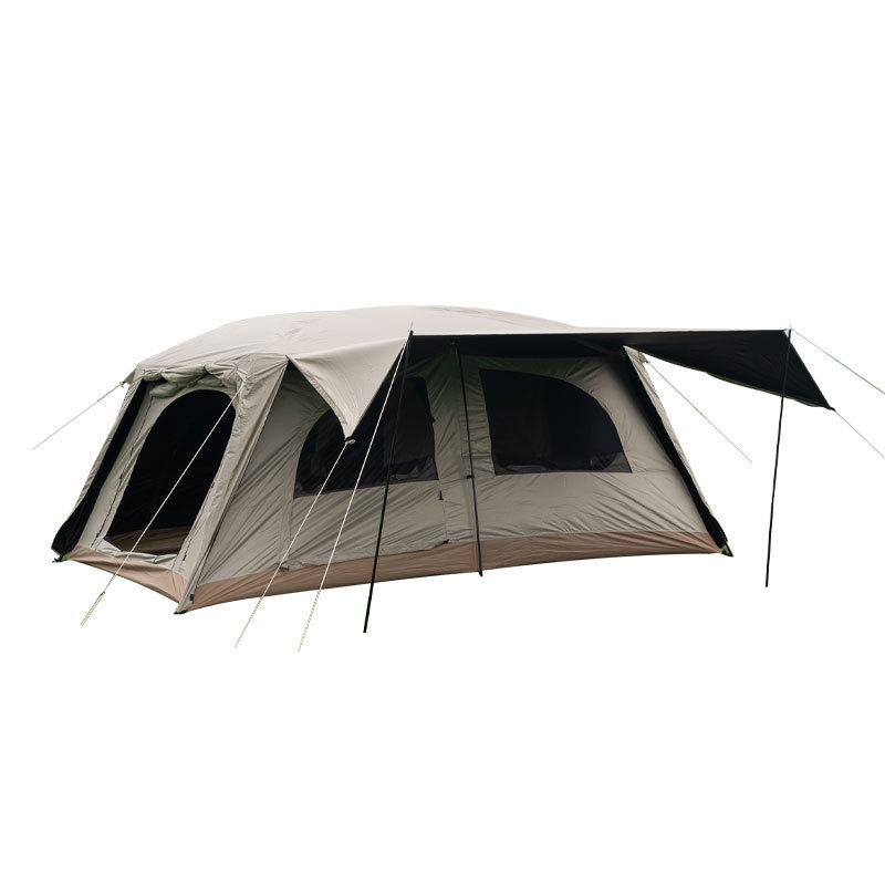 Camping al aire libre camping durante la noche portátil tres lados sombreado a prueba de lluvia dos habitaciones una sala de vinilo camping campo
