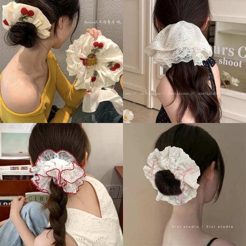 甘いレースのリボンヘアゴム、スーパーフェアリーバレエスタイルのヘアゴム、優しい気質のボールヘアアクセサリー|undefined