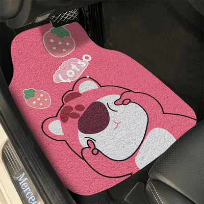 Mat Car Interior Decoration Easy-to-take-care | Universal Foot Pad - poke-face-strawberry-bear-4562cm-wire-ring-front-seat-a-piece