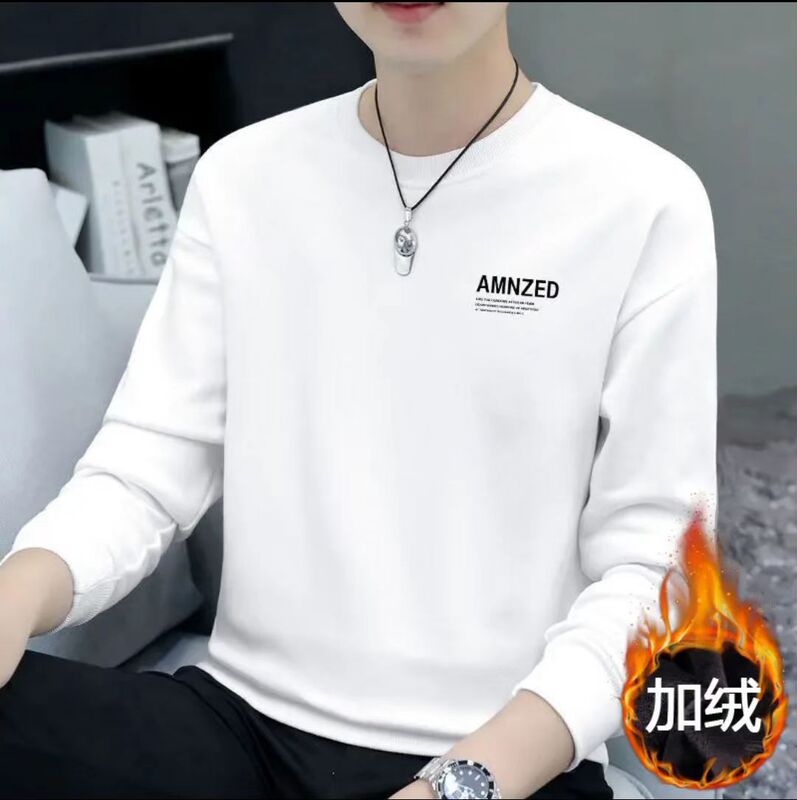 Men's Sweatshirt 2025 New Autumn Style, Men's Fleece-Lined Thickened Long-Sleeve and Short-Sleeve Sports Trendy Tops, Loose Fit Base Layer Men's Sweatshirt 2025 New Autumn Style, Men's Fleece-Lined Thickened Long-Sleeve and Short-Sleeve Sports Trendy Tops, Loose Fit Base Layer
