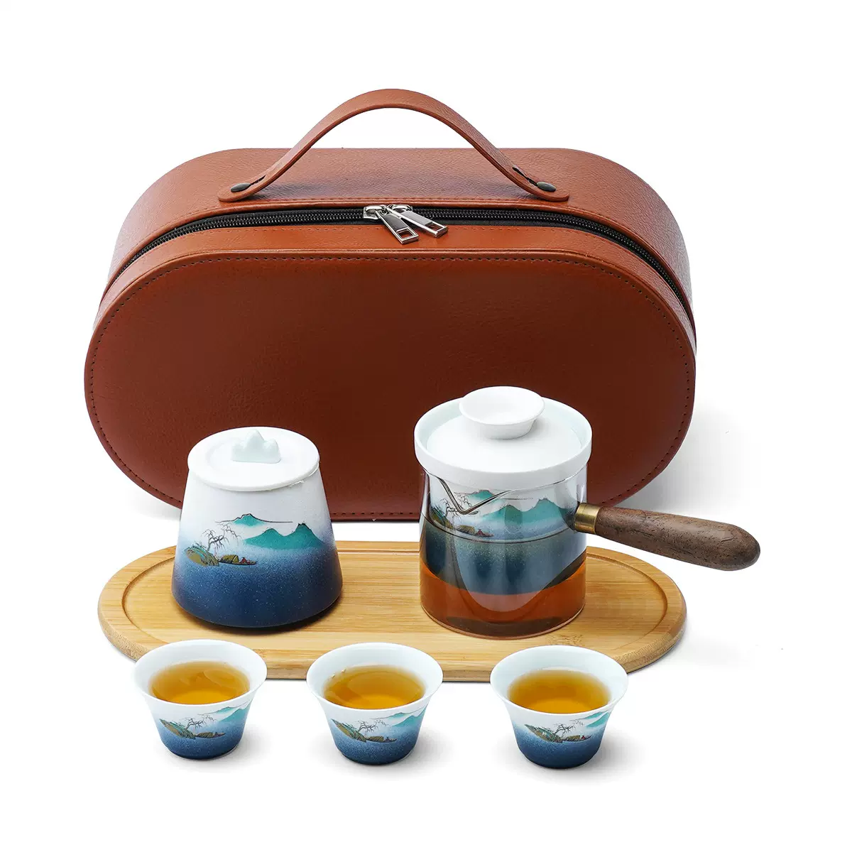 功夫茶具快客杯便携式旅行茶具套装便携包户外简约茶具logo批发
