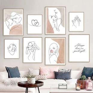 AliExpress Minimalism Love Girl Boy Abstract Nordic Poster Art Canvas Painting Living Room Decorative Painting