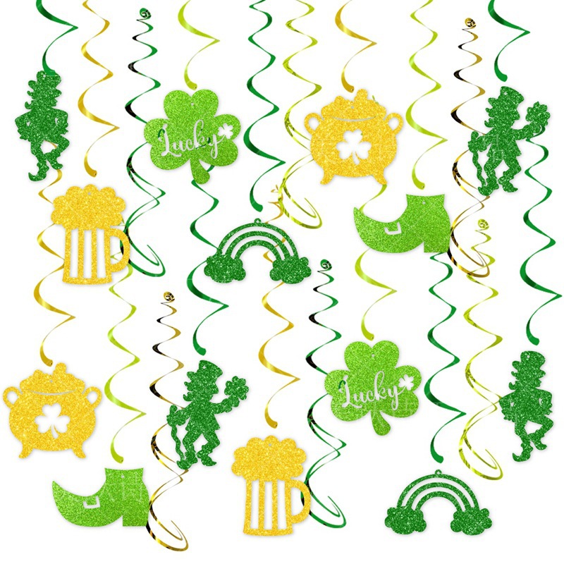 2024 nuevo día de San Patricio fiesta decoración espiral colgante ornamento irlandés Festival decoración espiral etiqueta