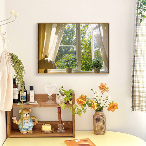 Landscape painting hanging painting ins style window small fresh bedroom decoration painting bedside window view log style painting