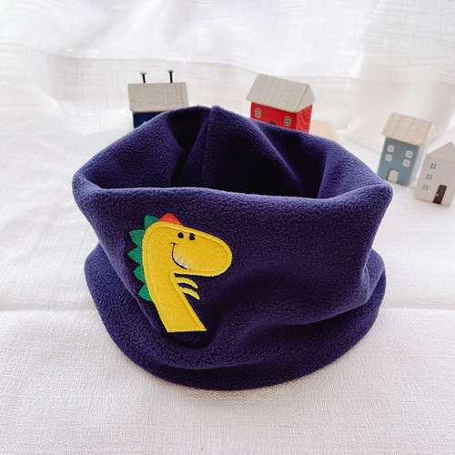 Mouth and nose protection New winter warm children's neck scarf embroidered cartoon plus velvet thickened baby neck scarf