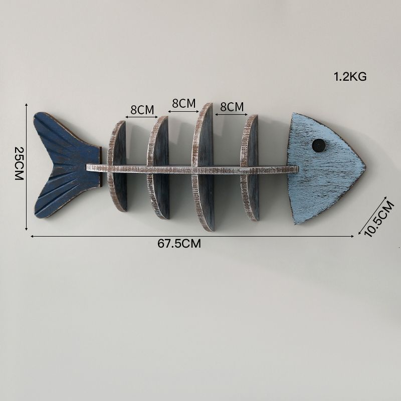 Fábrica directa de decoración mediterránea estantes de peces esqueleto partición de madera en forma de pez estante creativo de pared decoración de pared