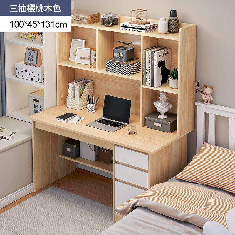 Estantería de escritorio integrada con estantería simple dormitorio en casa estudiante femenino mesa de estudio y silla combinación mesa de computadora de escritorio