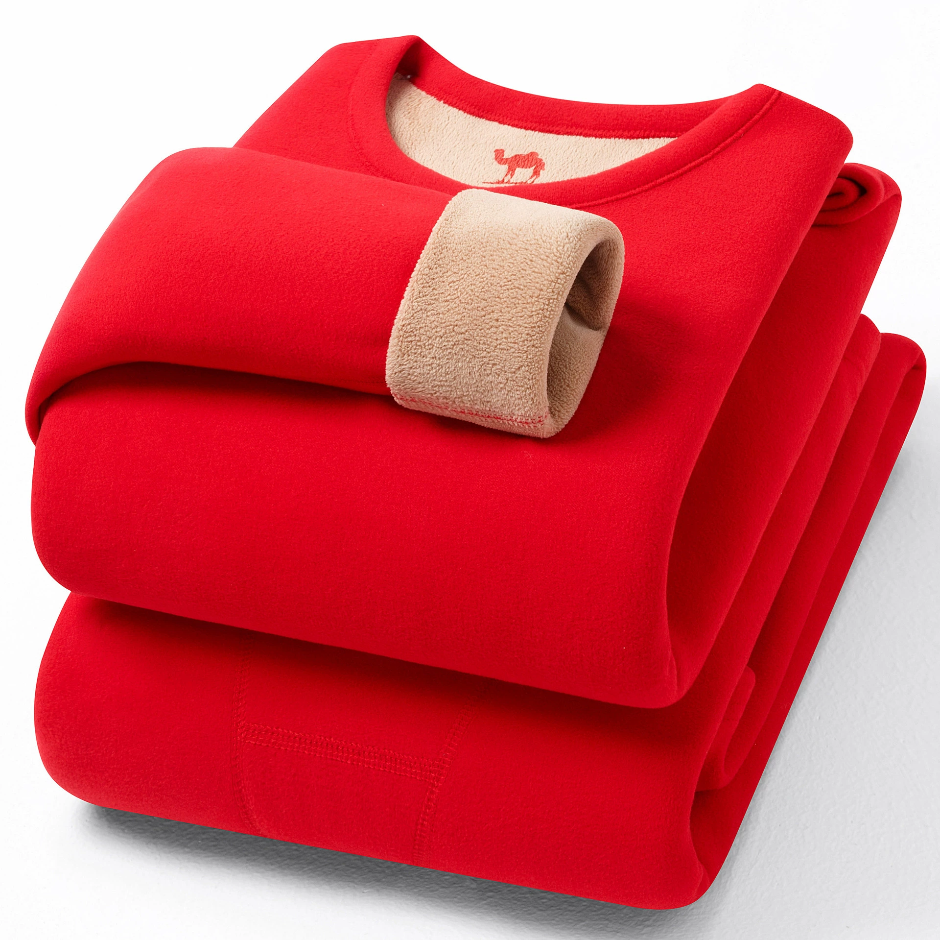 [Горбатый бархат] Зимний мужской и женский натальный комплект термобелья большой красный бархат утолщенная осенняя одежда осенние брюки