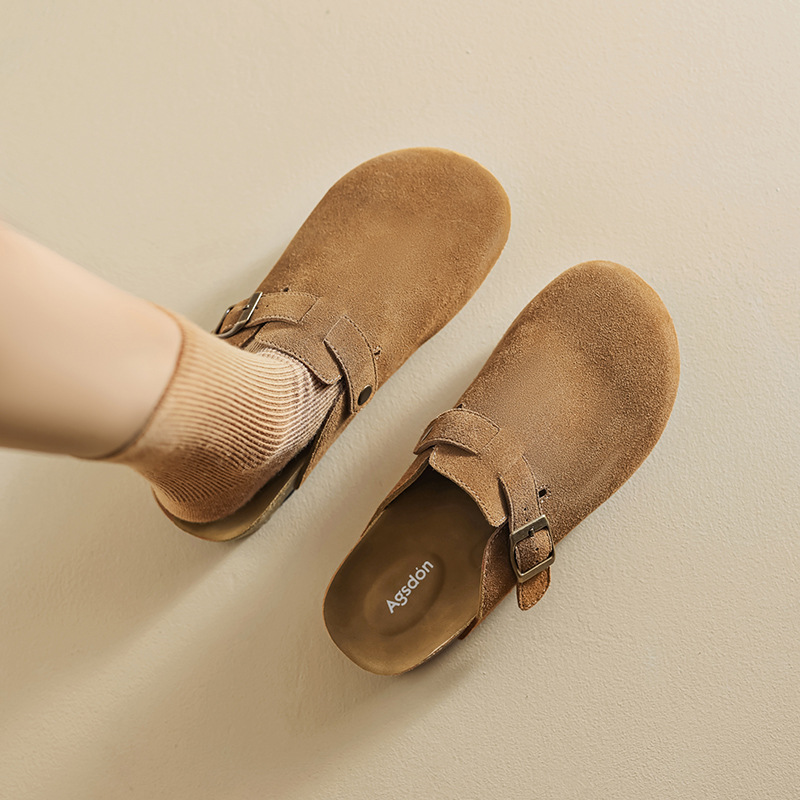 Pantuflas cerradas Augu Shiden para mujer, nuevo estilo primavera 2026, cómodas y casuales, estilo Birkenstock, para exterior, a la moda.