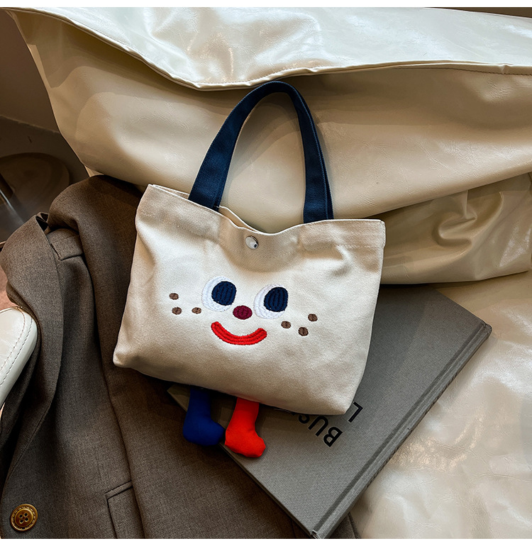 ins mini canvas bag, cute peach tote bag, Korean girl snack bento small bag canvas bag wholesale undefined