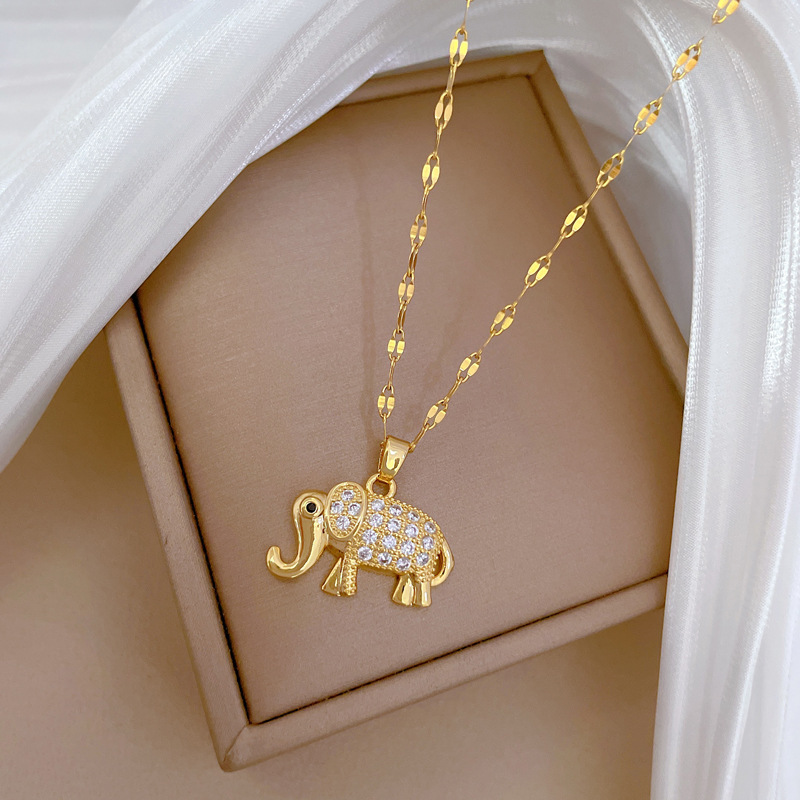 Collana donna con pendente elefante strass girocollo elegante_voghion.com