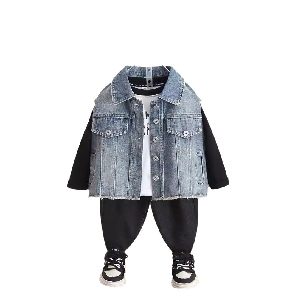 6261 Chaleco de mezclilla de primavera y otoño para niños Ropa exterior de chaleco de moda de otoño 2025 nuevo top de bebé