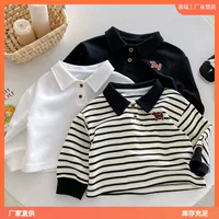 Рубашка для детей 0-5 лет, осенняя корейская детская одежда, рубашка в полоску для мальчиков, осенняя одежда, модный тренд