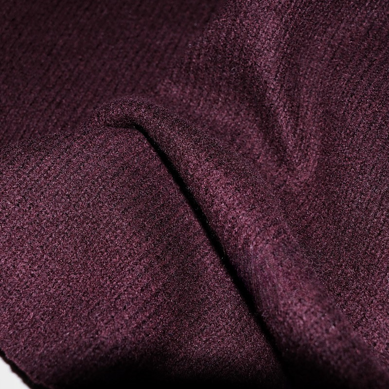 春秋 深酒红色针织螺纹纯羊毛布料 弹力连衣裙包臀裙外套时装面料