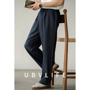 Ice Silk Stappy Loose Waist Casual Pants Men's 2025 Summer New Three-Dimensional Tailored Commuter Business Slimming Straight Pants