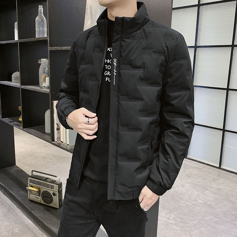 Chaqueta de plumón de otoño e invierno para hombre, talla extra grande, con cuello alto, plumón de pato blanco ligero, corte holgado, versátil, abrigo cálido para hombre, a la moda.