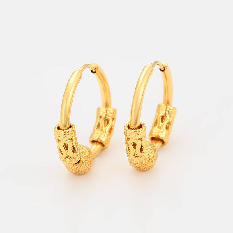 Xuping moda ligera de lujo puede girar aretes de orejas de bola geométrica aleación de cobre chapado 24k auriculares de color auriculares de Año Nuevo al por mayor