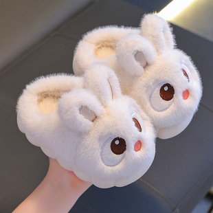 Winter Children's Cotton Slippers Girls' Cute Warm fleece-lined Rabbit Maomao Home Boys' Non-slip Baby Cotton Slippers