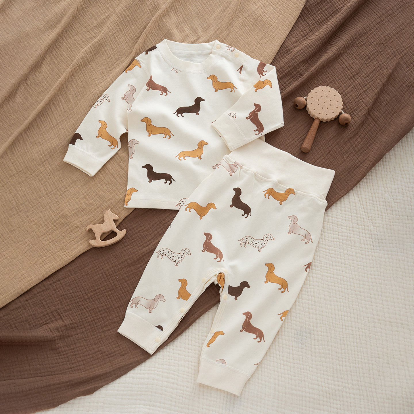 Pure cotton dachshund two-piece set