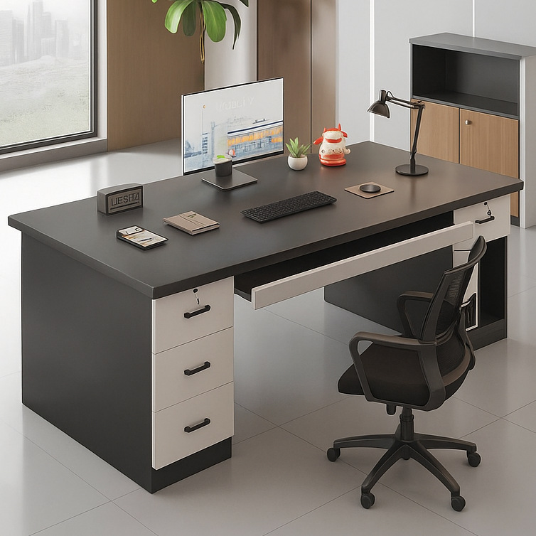 Office Desk Boss Desk 2025 New Accessible Luxury Simple Office Desk with Drawer Staff Station Leader Computer Desk