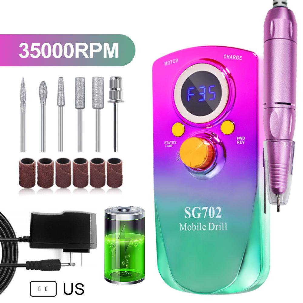 Máquina de manicura portátil, máquina de manicura 35000 rpm, juego de máquina de manicura eléctrica de alta potencia