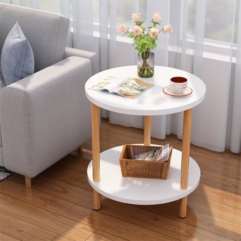 Mesa lateral de sofá de doble capa mesa de té pequeña simple apartamento pequeño mesa de sala de estar dormitorio mini mesa pequeña fábrica una pieza al por mayor
